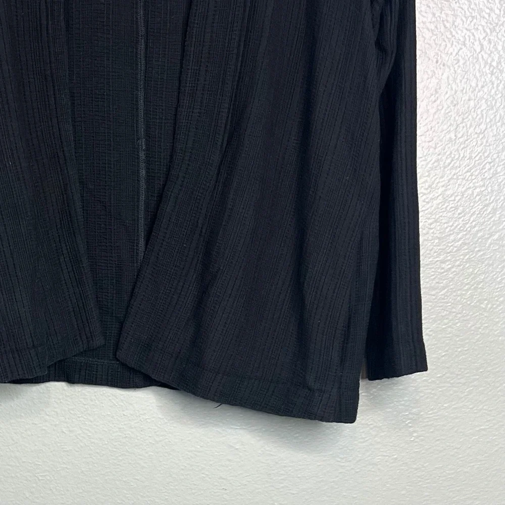 Eileen Fisher‎ Open Cardigan Size L Textured Cotton Tencel Pockets